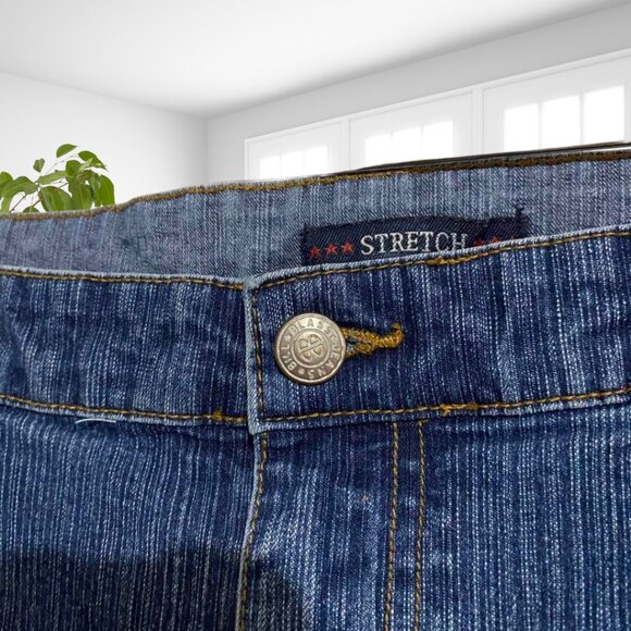 Bill Blass Stretch Jeans Size 14 Embroidered Hem Cropped Denim Boho Chic Pants - Picture 5 of 11